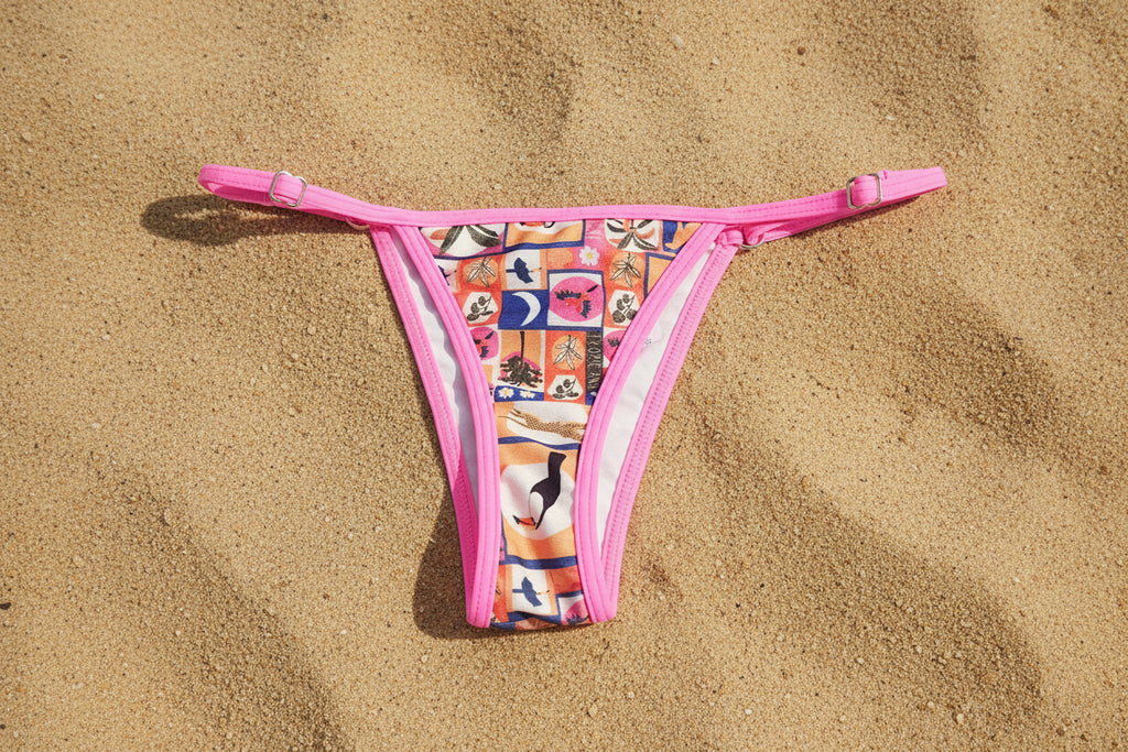 MINI TANGA REGULABLE ESTAMPADO DE TUCAN Y PALMERAS