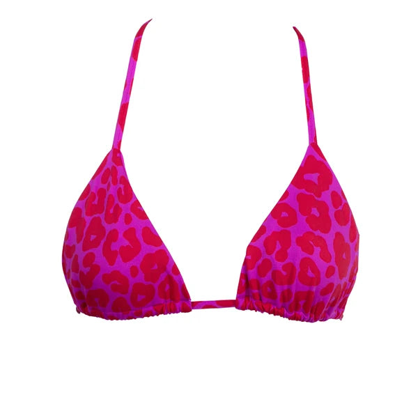 TOP TRIANGULO LEOPARDO ROSA Y ROJO