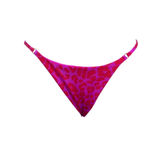 MINI TANGA REGULABLE LEOPARDO ROSA CON ROJO